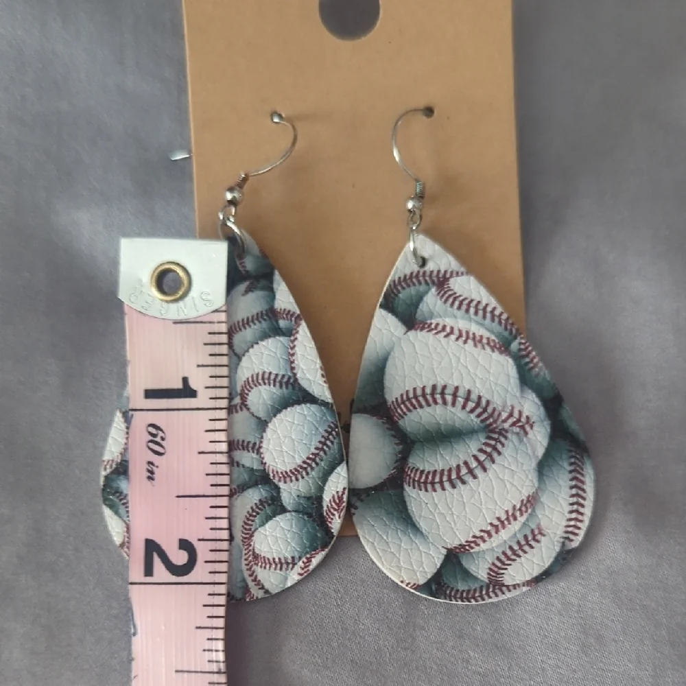 Baseball Teardrop Dangle  Earrings